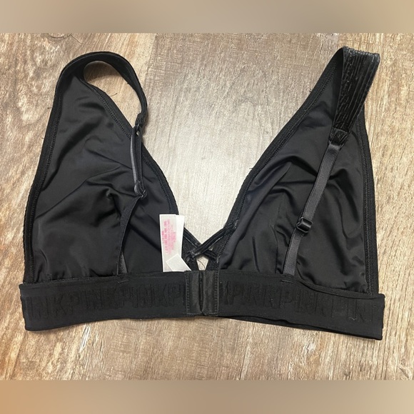 FINAL PRICE  PINK Velvet Ribbed Plunge Bralette - Picture 5 of 6